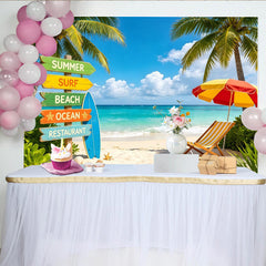 Lofaris Toile de fond de photographie plage tropicale avec palmiers et mer turquoise, décor de vacances estivales pour studio photo