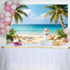 Lofaris Toile de fond de photographie plage tropicale avec palmiers lumineux, superbe arrière-plan d'été pour studio photo et événements