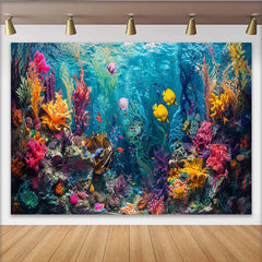 Lofaris Toile de fond de photographie sous-marine récif corallien et poissons tropicaux, arrière-plan aux couleurs vives pour studio photo