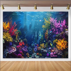 Lofaris Toile de fond de photographie sous-marine récif corallien coloré, magnifique arrière-plan aquatique pour studio photo professionnel