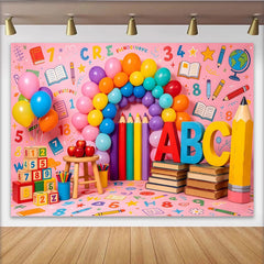 Lofaris Toile de fond rentrée scolaire ballons colorés et lettres ABC, décor de photographie éducatif pour studio photo