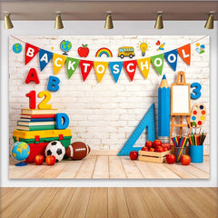 Lofaris Toile de fond pour la rentrée scolaire avec livres et fournitures, décor de studio photo pour enfants et événement scolaire
