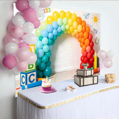 Lofaris Toile de fond anniversaire enfants thème école ballons arc-en-ciel, magnifique décor de fête pour studio photo et apprentissage