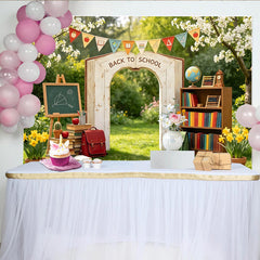 Lofaris Toile de fond pour la rentrée scolaire avec arche livre et tableau noir, décor éducatif pour studio photo et fête d'école