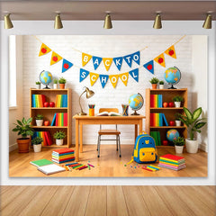 Lofaris Toile de fond rentrée scolaire bannières pommes et livres, arrière-plan éducatif pour studio photo et décoration de classe