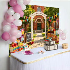 Lofaris Toile de fond pour la rentrée scolaire avec guirlandes et livres colorés, décor de fête pour événement scolaire et studio photo