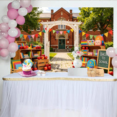 Lofaris Toile de fond rentrée des classes colorée avec livres et fournitures scolaires, magnifique décor pour studio photo