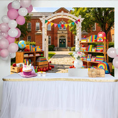 Lofaris Toile de fond colorée pour la rentrée scolaire avec livres et fournitures, décor éducatif pour studio photo et événement scolaire