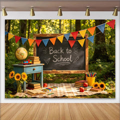 Lofaris Toile de fond rentrée des classes tableau noir et fournitures, arrière-plan éducatif coloré pour studio et événements