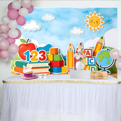 Lofaris Toile de fond de photographie pour l'apprentissage avec livres, chiffres et alphabet, éducatif pour enfants et studio photo