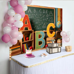 Lofaris Fond de photographie thème école avec tableau noir et lettres ABC, arrière-plan éducatif pour enfants et studio