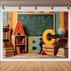 Lofaris Fond de photographie thème école avec tableau noir et lettres ABC, arrière-plan éducatif pour enfants et studio