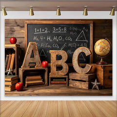 Lofaris Toile de fond de photographie scolaire avec tableau noir et lettres ABC, décor rustique pour studio photo et événement éducatif