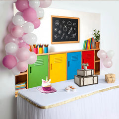Lofaris Toile de fond rentrée scolaire avec casiers colorés, magnifique arrière-plan pour studio photo et décoration de classe