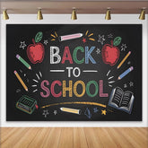 Lofaris Toile de fond rentrée scolaire tableau noir, pommes et crayons, arrière-plan de photographie pour studio ou événement éducatif