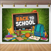 Lofaris. Toile de fond pour la rentrée scolaire tableau noir et fournitures, arrière-plan éducatif pour studio photo et fête d'école