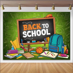 Lofaris. Toile de fond pour la rentrée scolaire tableau noir et fournitures, arrière-plan éducatif pour studio photo et fête d'école