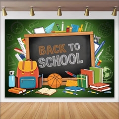 Lofaris Toile de fond pour la rentrée scolaire avec tableau noir et fournitures, arrière-plan éducatif pour studio photo