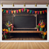 Lofaris Toile de fond pour la rentrée scolaire avec tableau noir et guirlande colorée, arrière-plan festif pour studio photo