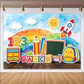 Lofaris Toile de fond colorée pour la rentrée scolaire avec chiffres et alphabet, décor éducatif pour studio photo et fête d'enfants