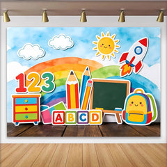 Lofaris Toile de fond colorée pour la rentrée scolaire avec chiffres et alphabet, décor éducatif pour studio photo et fête d'enfants