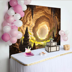 Lofaris Toile de fond de photographie grotte naturelle, paysage souterrain éclairé, superbe arrière-plan pour studio photo
