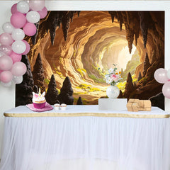 Lofaris Toile de fond de photographie grotte naturelle, lumière et stalactites, décor de paysage mystérieux avec verdure pour studio photo