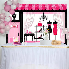 Lofaris Toile de fond de photographie boutique chic rose et noire, élégant arrière-plan pour studio photo et événement mode
