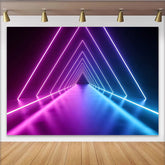 Lofaris Toile de fond de photographie néon géométrique avec tunnel lumineux, arrière-plan futuriste pour studio photo et événement