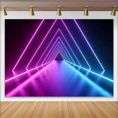 Lofaris Toile de fond de photographie néon géométrique avec tunnel lumineux, arrière-plan futuriste pour studio photo et événement