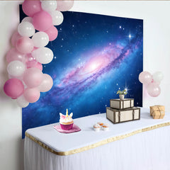 Lofaris Toile de fond de photographie galaxie bleue et violette avec étoiles, magnifique arrière-plan cosmique pour studio photo professionnel