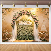 Lofaris Toile de fond mariage arc floral Mr et Mrs roses et blanches, élégant décor romantique pour cérémonie et studio photo