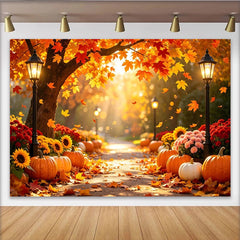 Lofaris Toile de fond de photographie d'automne avec citrouilles et feuilles d'érable, magnifique arrière-plan lumineux pour studio photo