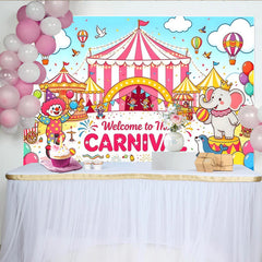Lofaris Toile de fond pour anniversaire carnaval avec chapiteau et éléphant, magnifique décor de fête pour enfants et studio photo