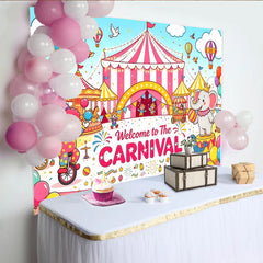 Lofaris Toile de fond pour anniversaire carnaval avec chapiteau et éléphant, magnifique décor de fête pour enfants et studio photo