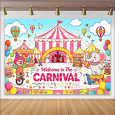 Lofaris Toile de fond pour anniversaire carnaval avec chapiteau et éléphant, magnifique décor de fête pour enfants et studio photo