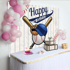 Lofaris Toile de fond joyeux anniversaire sport avec battes et casquette, magnifique décor pour fête d'enfants et studio photo