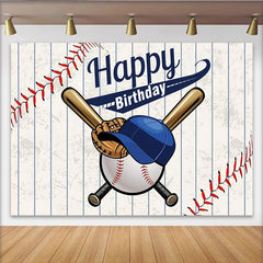 Lofaris Toile de fond joyeux anniversaire sport avec battes et casquette, magnifique décor pour fête d'enfants et studio photo