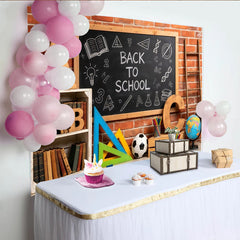 Lofaris Toile de fond tableau noir rentrée scolaire avec livres et fournitures, arrière-plan éducatif pour studio photo et salle de classe