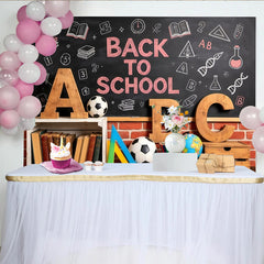Lofaris Toile de fond tableau noir rentrée scolaire avec livres et lettres en bois, arrière-plan éducatif pour studio photo et décoration