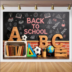 Lofaris Toile de fond tableau noir rentrée scolaire avec livres et lettres en bois, arrière-plan éducatif pour studio photo et décoration