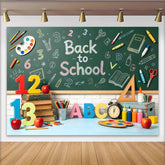 Lofaris Toile de fond pour la rentrée scolaire avec tableau noir et fournitures colorées, décor pour studio photo ou événement éducatif