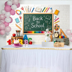 Lofaris Toile de fond tableau noir rentrée scolaire avec fournitures et livres, arrière-plan éducatif pour studio photo et décoration de classe