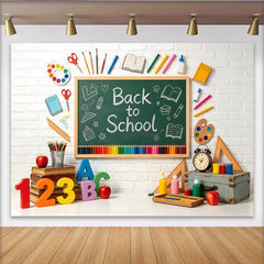 Lofaris Toile de fond tableau noir rentrée scolaire avec fournitures et livres, arrière-plan éducatif pour studio photo et décoration de classe