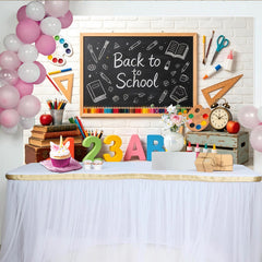 Lofaris Toile de fond rentrée scolaire tableau noir et fournitures colorées, magnifique décor éducatif pour studio photo et événement scolaire