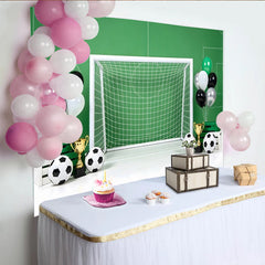 Lofaris Toile de fond de football pour anniversaire garçon avec ballons et trophées, magnifique arrière-plan de terrain de sport