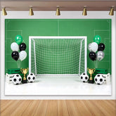 Lofaris Toile de fond de football pour anniversaire garçon avec ballons et trophées, magnifique arrière-plan de terrain de sport
