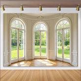 Lofaris Toile de fond de photographie d'intérieur lumineux et fenêtres arquées, arrière-plan de studio élégant pour portraits et événements