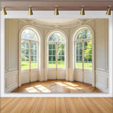Lofaris Toile de fond de photographie intérieur classique, grandes fenêtres arquées, arrière-plan lumineux pour studio et événements