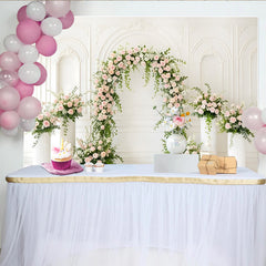 Lofaris Toile de fond florale rose pour mariage avec arche et roses pâles, magnifique arrière-plan de cérémonie pour studio photo